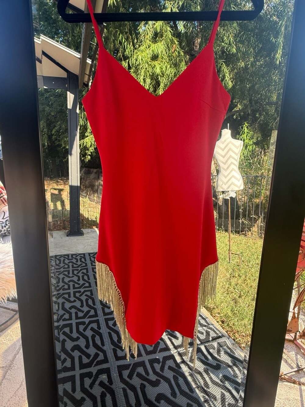 Red Rhinestone Fringe Dress Size Small - Picture 2 of 10